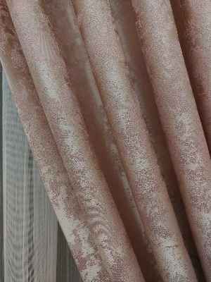 Patine Desenli Pudra Renk Jakar Desenli Fon Perde- Pudra