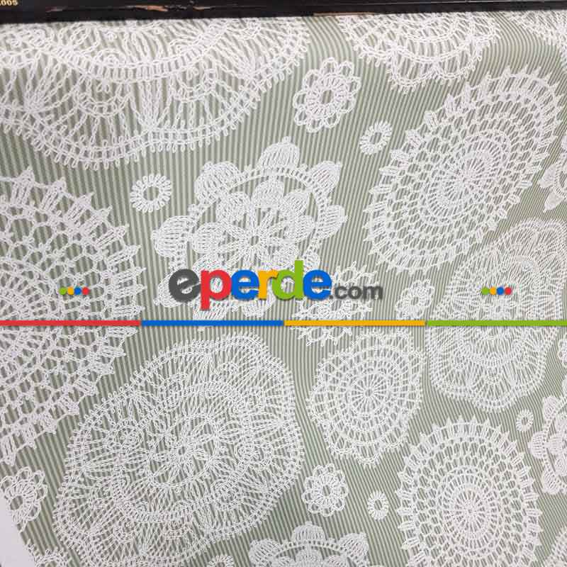Dantel Desenli Fon Perde Evm1099 Kumaşı Kalındır Duck Bezi Değildir- Beyaz