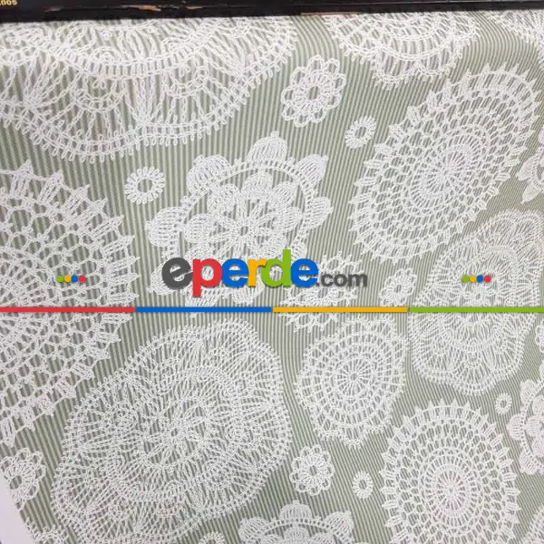 Yatak Odası - Dantel Desenli Fon Perde Evm1099 Kumaşı Kalındır Duck Bezi Değildir- Beyaz