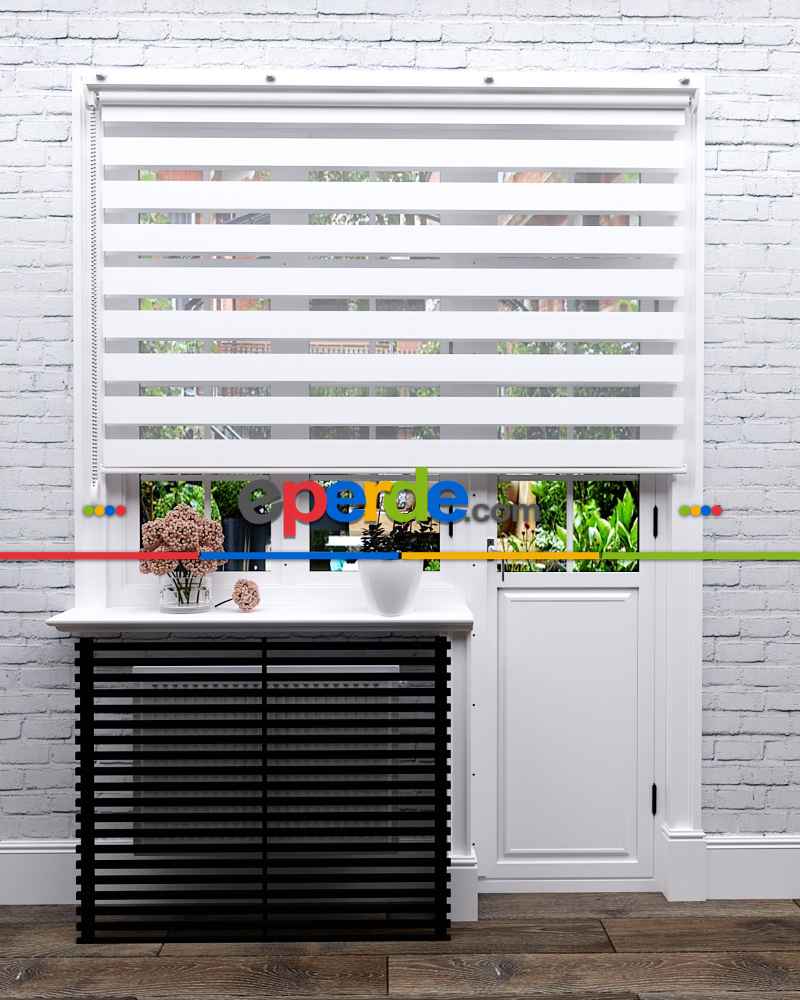 Beyaz Banbu Zebra Perde