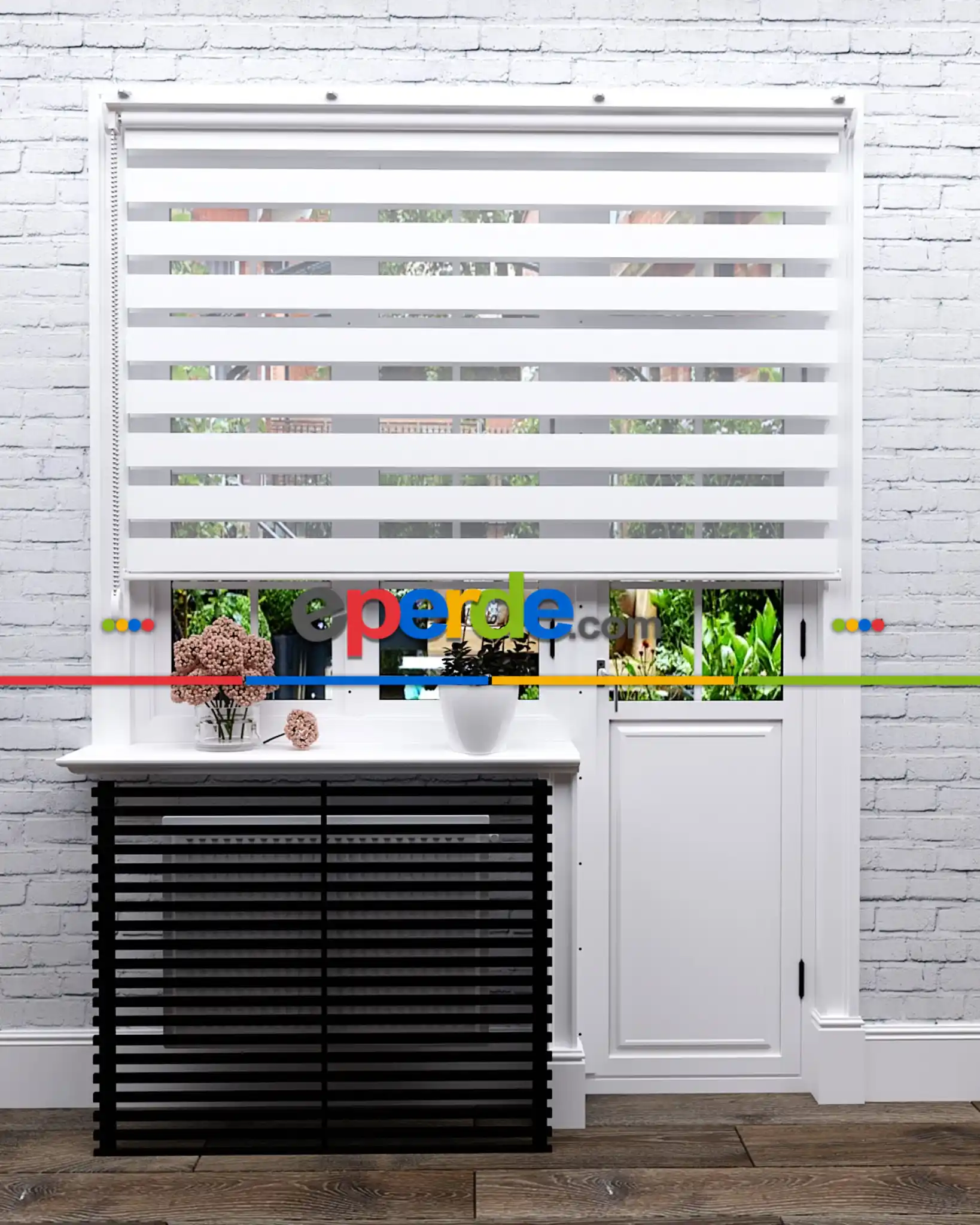 Oturma Odası - Beyaz Banbu Zebra Perde