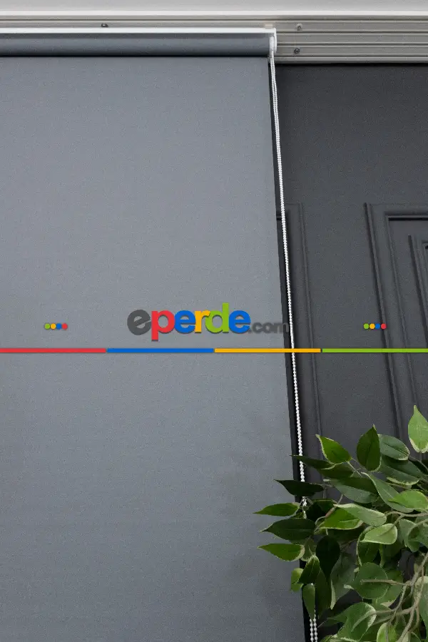 Salon - Stor Perde Düz Pvc Mat Stor Güneşlik 1 Kalite Yıkanabilir Gri Füme Antirasit