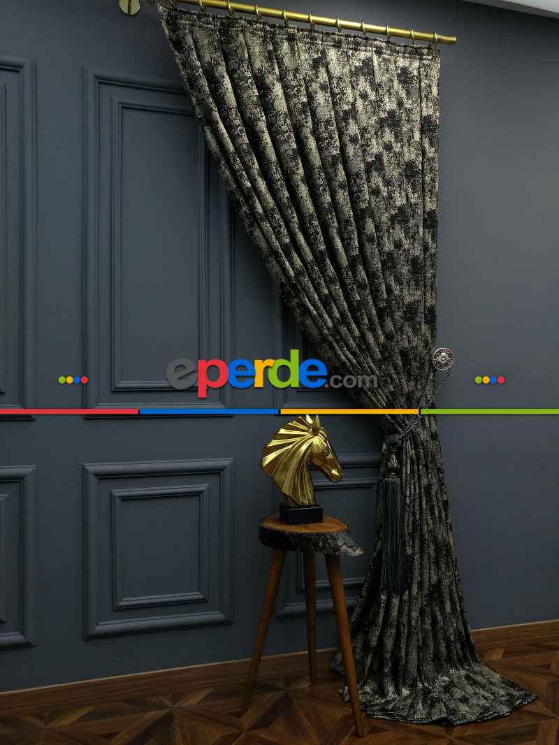 PatineDesenli Modern Desenli Jakarlı Salon Fon Perdesi 2021 Seriemodern Desenli Jakarlı Salon Fon Perdesi 2021 Series Özel Renkler- Siyah-bej-gri Açık-gri Koyu
