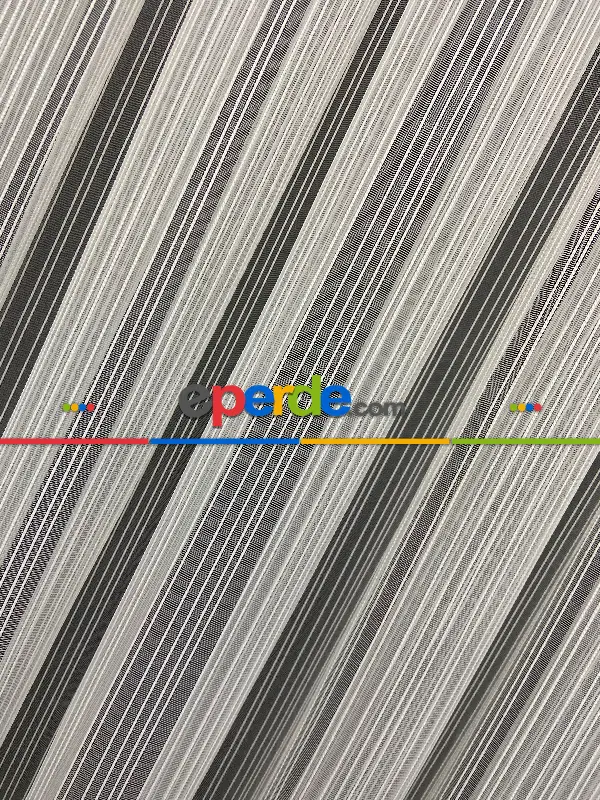 Yatak Odası - Boyuno Çizgili Zincir Tül Perde Ekru Renk Kırık Beyaz- Ekru