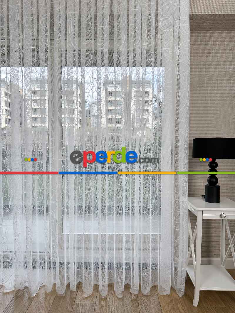 Desenli Fransız Dantel Örme Tül Perde, Desenli Ütü İstemeyen Tül
