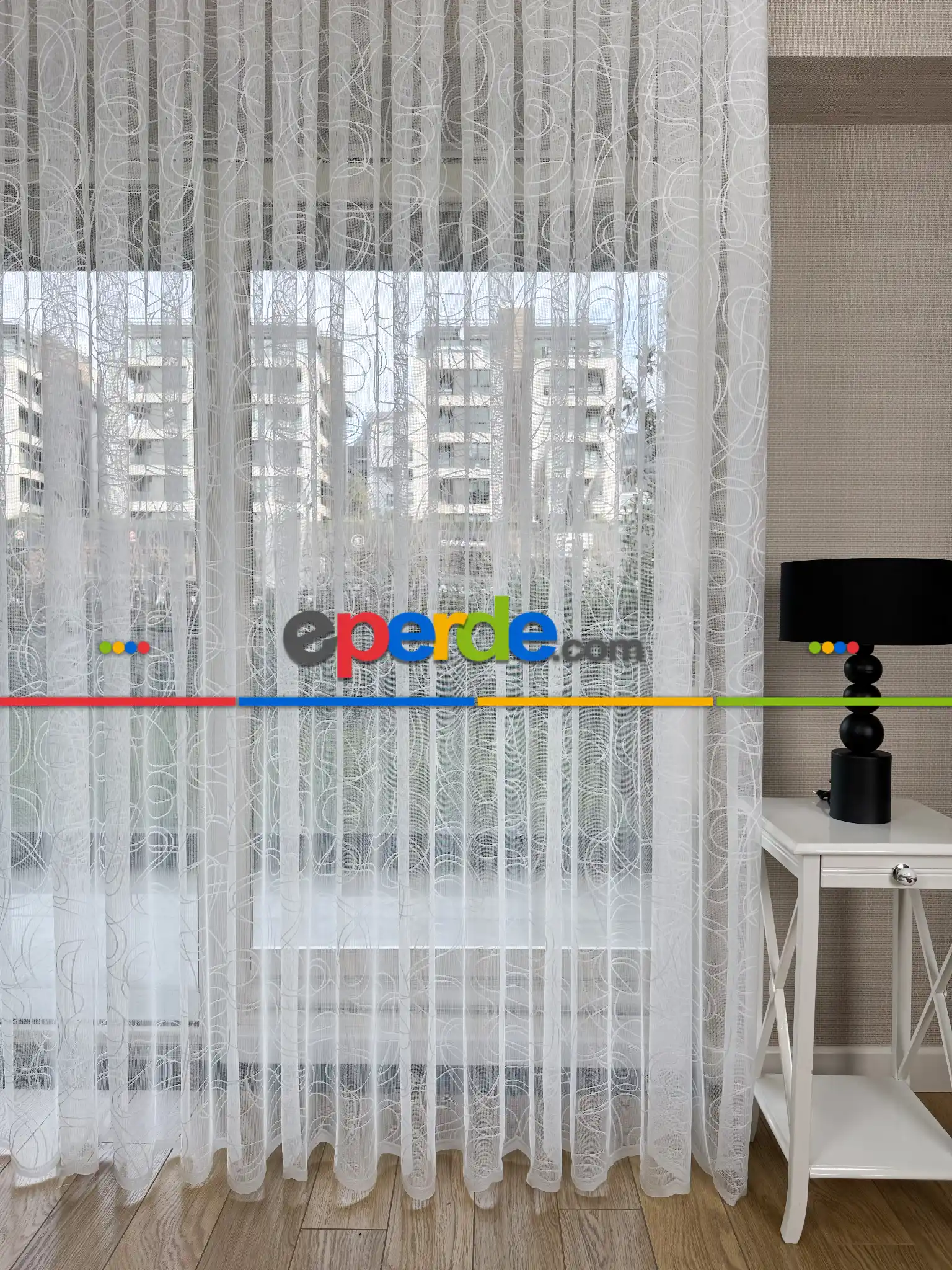 Desenli Fransız Dantel Örme Tül Perde, Desenli Ütü İstemeyen Tül