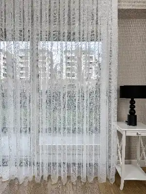 Desenli Fransız Dantel Örme Tül Perde, Desenli Ütü İstemeyen Tül