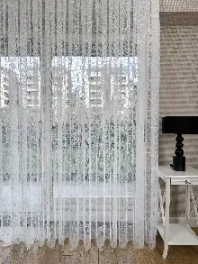 Desenli Fransız Dantel Örme Tül Perde, Desenli Ütü İstemeyen Tül