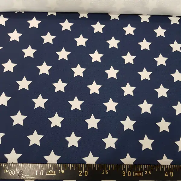 Yıldız Desenli Fon Perde Evm1131 Kumaşı Kalındır Duck Bezi Değildir- Lacivert-Beyaz