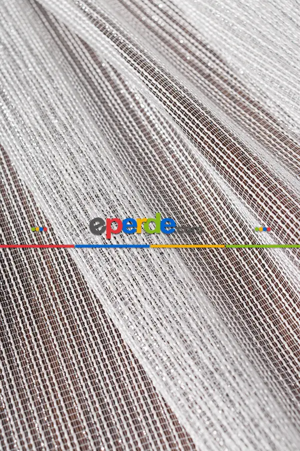 Salon Tül - Zümrüt Gümüş Simli Düz Tül Perde