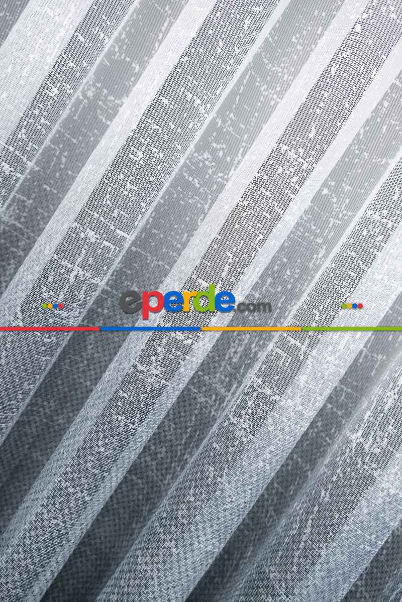 Gri Modern Degrade Geçişli Dantel Tül - Yüksek Kalite - Mavimsi Gri Damascus -