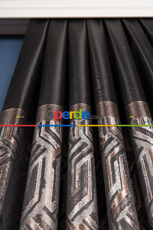 Yatak Odası - Lizbon Siyah-gold Pano Fon Perde