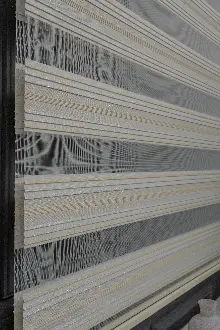 Krem Zebra Perde Gümüş Simli Plise Perde - Renk Geçişli Zebra Perde