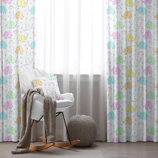 Çocuk Odası - Çocuk Desenli Fon Perde Evim916 Kumaşı Kalındır Duck Bezi Değildir- Mavi-beyaz