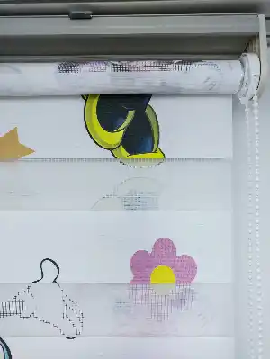 Zebra Perde- Dijital Mickey-mini Mouse Baskılı Zebra Perde- Mavi-sarı-pembe
