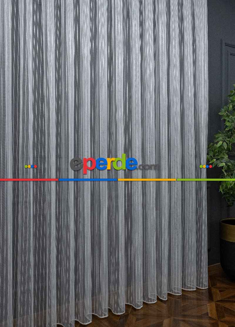 Brillant Gümüş Sim Çizgi Armür Tül Çizgili Tül