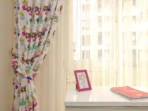 Kız Bebek & Çocuk Odası Sihirbaz Kız Fon Perde ( Kalın Pamuklu Kumaş)- Mavi-mor-pembe Koyu-mint-hardal Yeşili