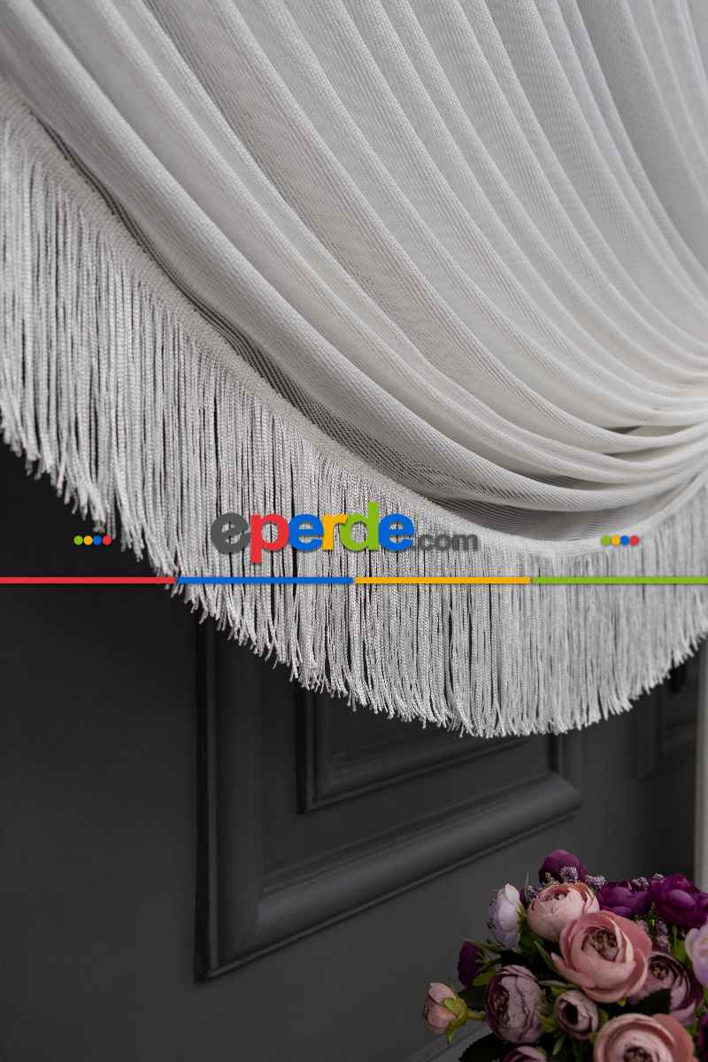 Salon Yalancı Kruvaze - Tülden Fon - Yana Toplamalı Tül - Kordon Toplama Tül - Çift Veya Tek Kanat - Püskül İlave Ücretlidir