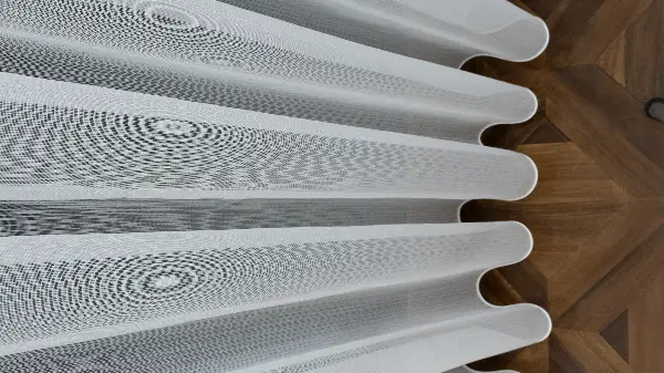 Ekru Sık Dokulu Çizgili Moderin Düz Tül Perde- Ekru