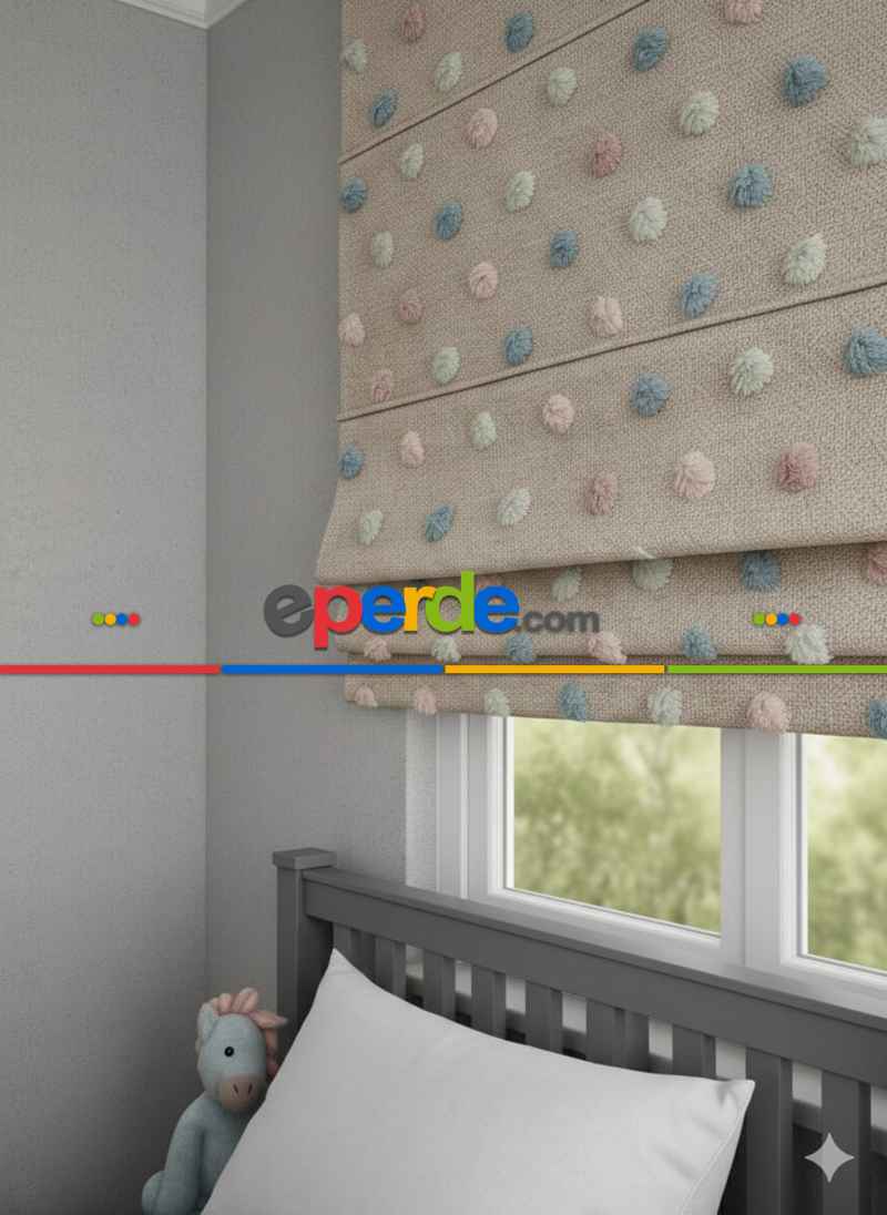 Katlamalı Fon Perde – Ponpon Desenli Mekanizmalı Perde