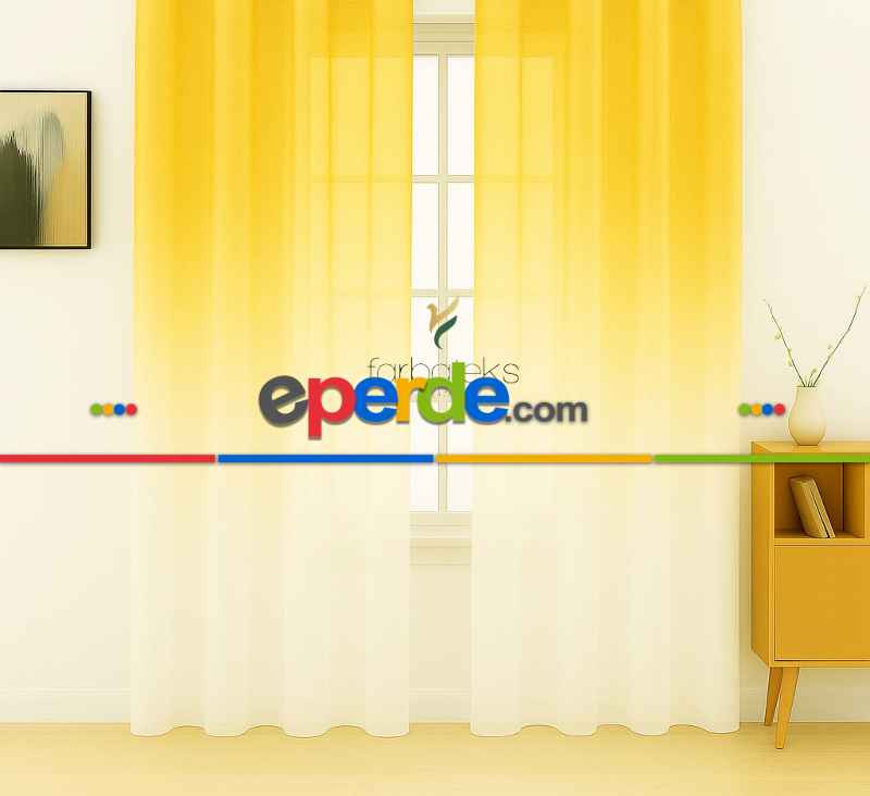 Sarı Üstden Renk Geçişli Tül Perde