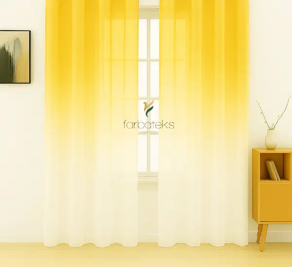 Sarı Üstden Renk Geçişli Tül Perde