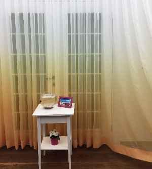 Turuncu Sarı Ekru Degrade Geçişli Düz Tül Perde- Sarı-turuncu-ekru