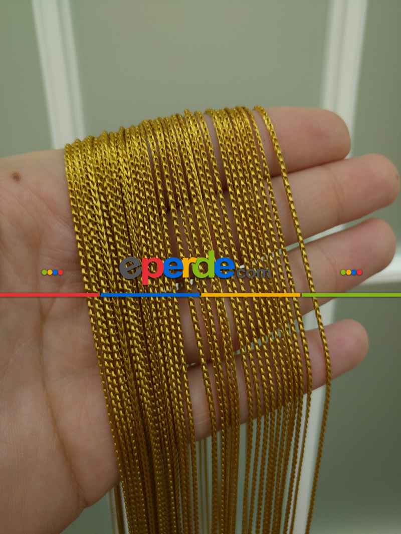 İp Perde - İnce Zincir Serisi İp Perde (beyaz, Krem, Gri, Kırmızı, Bordo, Siyah, Mavi, Pembe, Sarı)- Hardal Sarısı