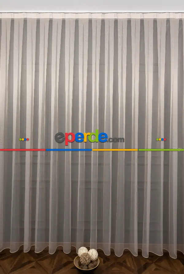 Arzenen Marka Doğal Yansımalarıyla Şık Görünümlü Kendinden Parlak, Renkli Tül Perde- Kum Bej