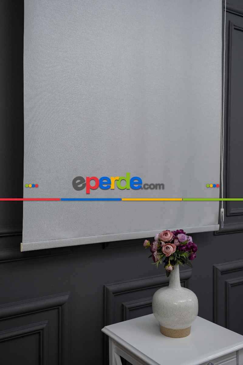 Yatak Odası - Stor Perde Kalın Kumaş Yaldızlı Açık Gri Renk A Kalite