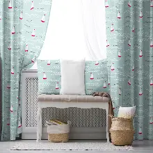 Çocuk Odası - Gemi Desenli Fon Perde Evim670 Kumaşı Kalındır Duck Bezi Değildir- Mavi-beyaz