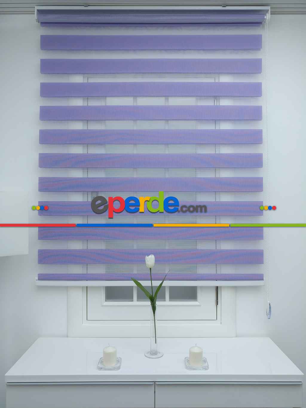 %40 Indirimli !!! Lila Düz Zebra Perde 70x200cm- Lila