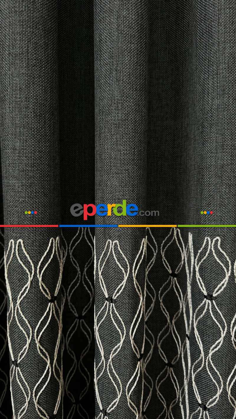 Antrasit Gri Füme Premium Keten Jakar Dokuma Pano Fon Perde - Gramajlı 2025