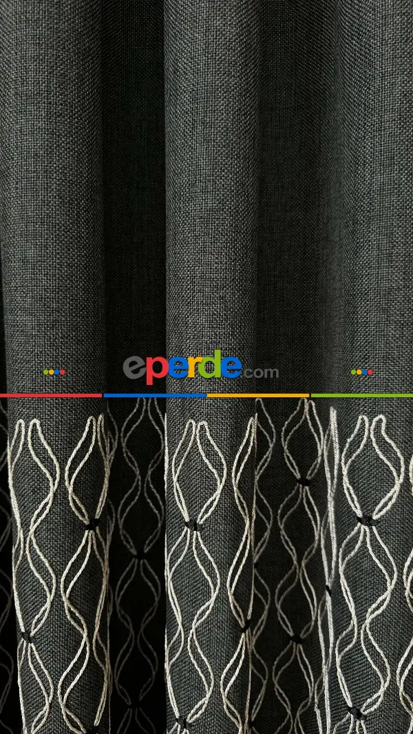 Antrasit Gri Füme Premium Keten Jakar Dokuma Pano Fon Perde - Gramajlı 2025