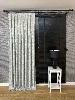 Patine Desenli Desenli Jakar Fon Perde (285 En) Turkuaz - Kahve Ve Krem Renklerinde