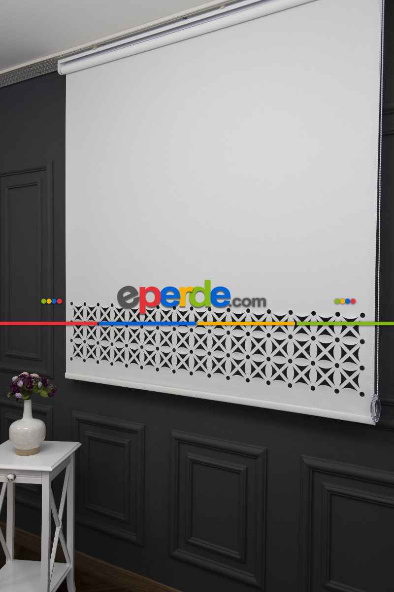 Ekru Renk Lazer Kesim Mat Stor Perde (ister Düz - İster Lazer Kesimli Satın Alın)