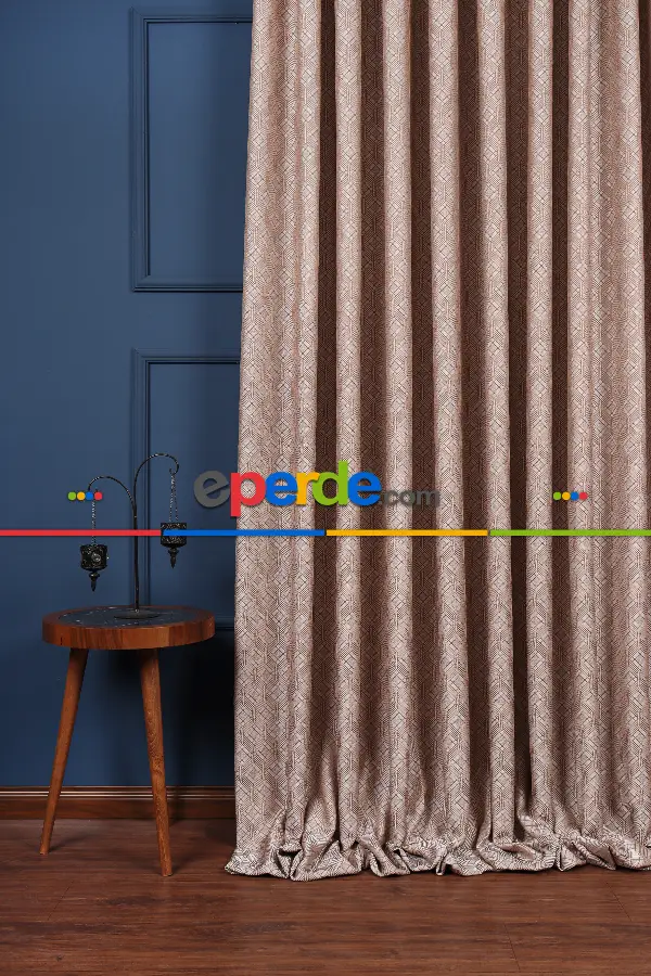 Yatak Odası Fon Perde - S Pile Dökümlü Jakar Dokuma Fon Perde