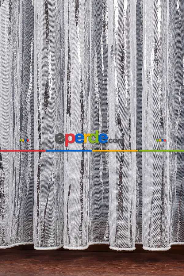 Salon Tül - Akarsu Dijital Baskılı Tül Perde - Ekru-gümüş