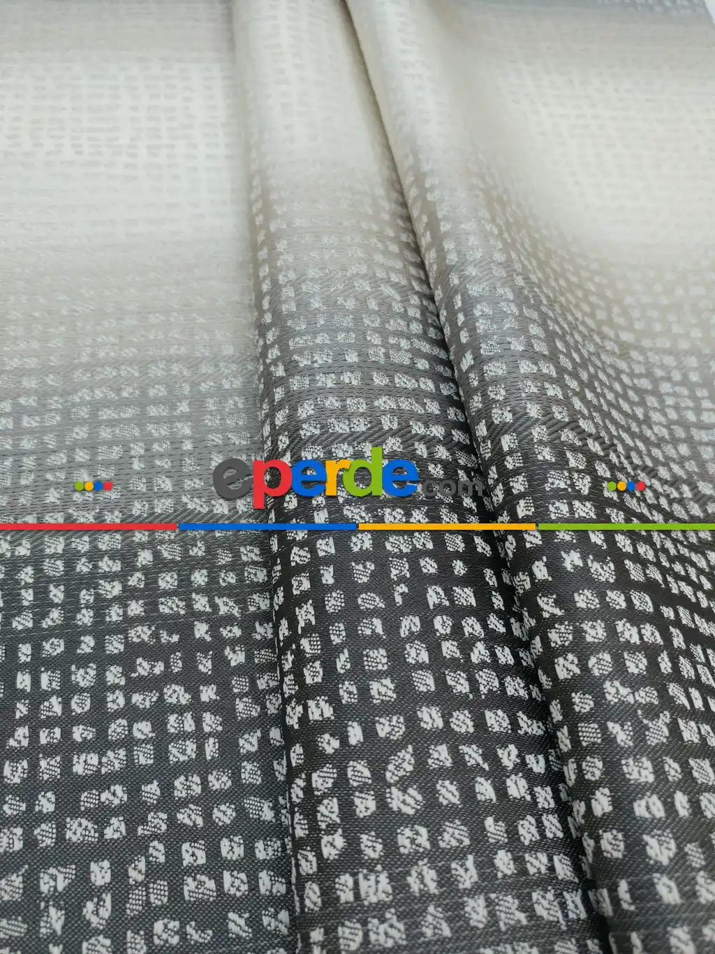 Renk Geçişli Mozaik Desenli Fon Perde -gri - Bej- Bej-Gri Açık-Gri Koyu