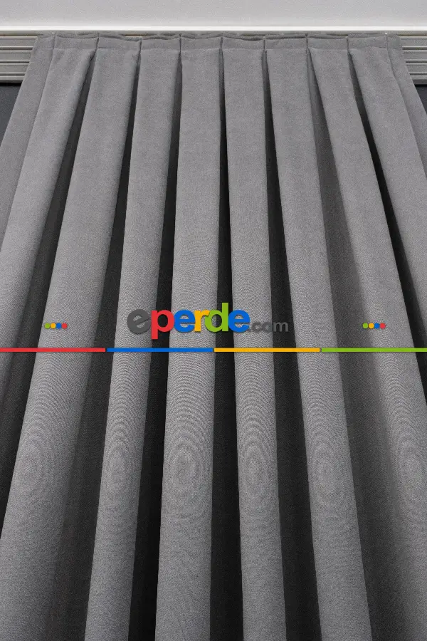 Gri Düz Fon Perde ( 150cm Dökümlü Fon )-