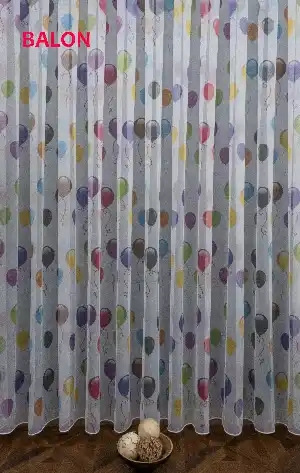 Çocuk Odası - Balon Desenli Modern Tül Perde - Elit Ürün