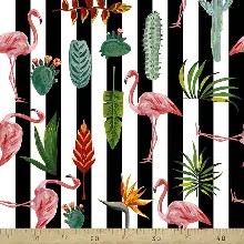 Tropikal Desenli Fon Perde Evm335 -t - Kumaşı Kalındır Duck Bezi Değildir.- Yeşil-Mavi-Beyaz-Çok Renkli