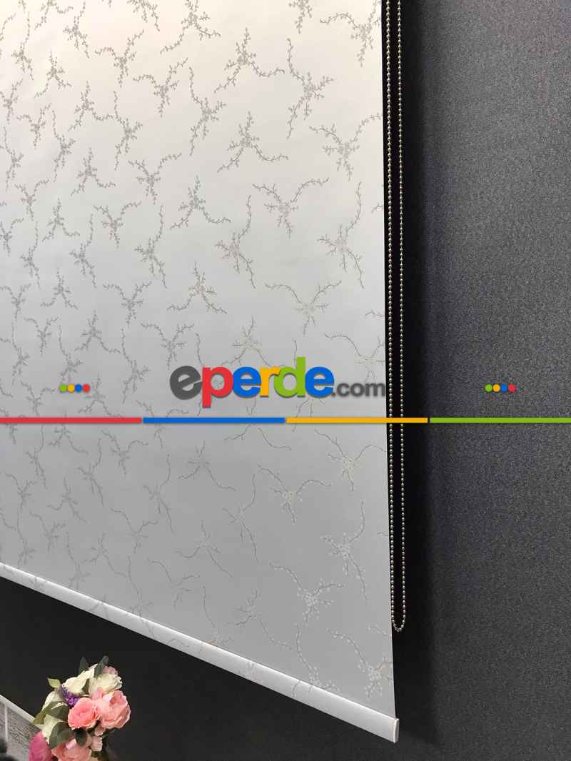 Yatak Odası - Gri Desenli Blackout Stor Perde- Gri-füme-antrasit