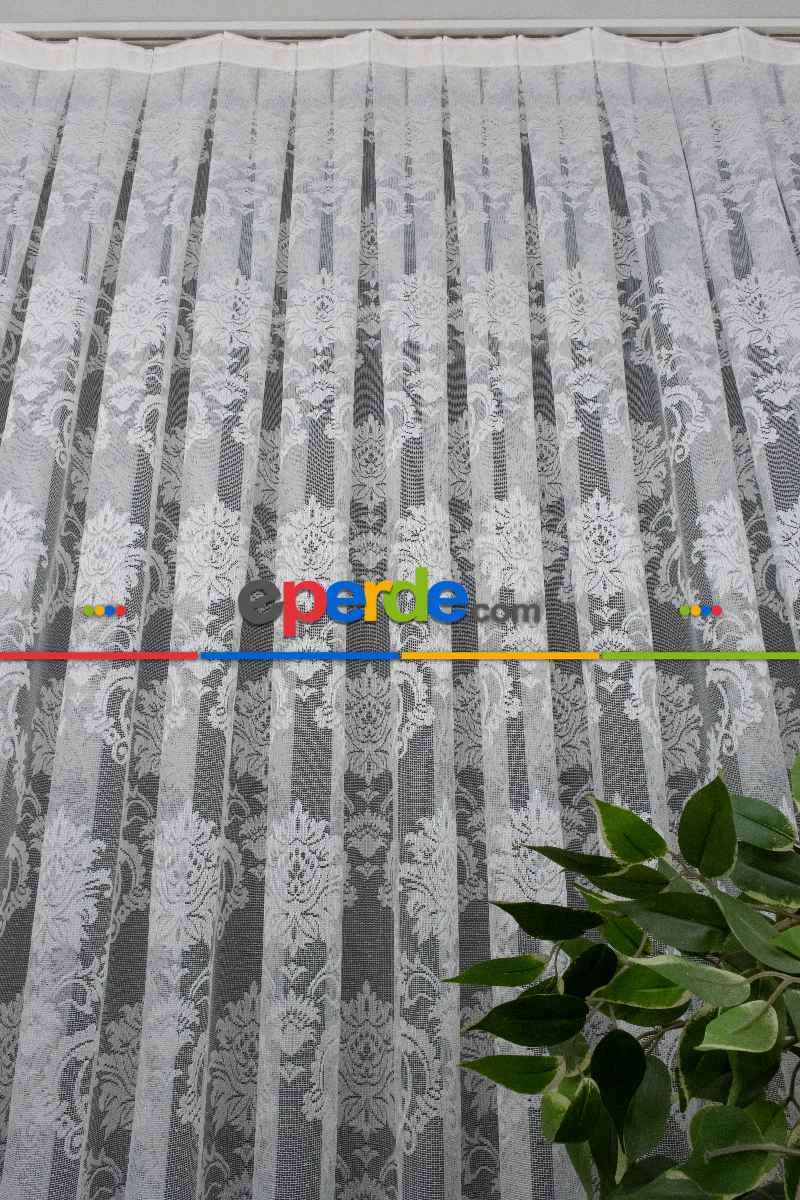 Damaks Desenli Fransız Danteli Örme Tül Damaks Desen