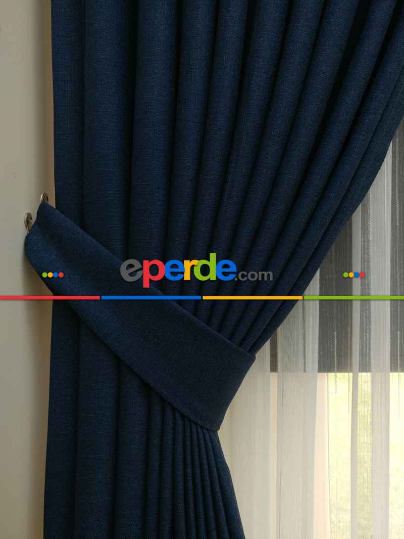 Koyu Petrol Mavi - Düz Keten Fon Perde ( Keten Fon Perde)- Mavi Koyu