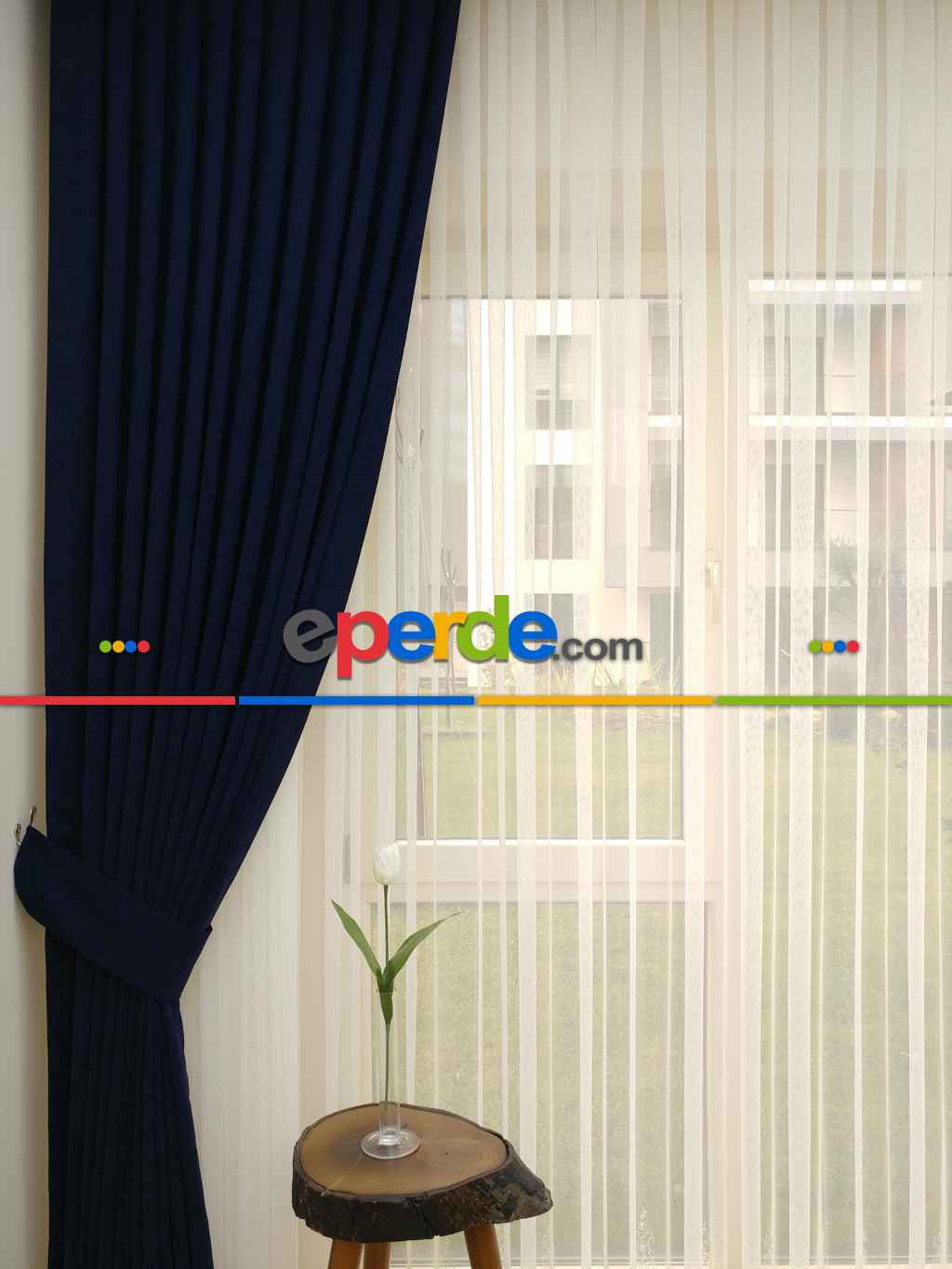 Lacivert - Düz Fon Perde ( En 150cm Dökümlü Fon Perde)- Lacivert