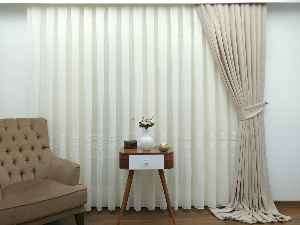 Açık Bej- Düz Fon Perde ( 150cm Dökümlü Fon )- Krem