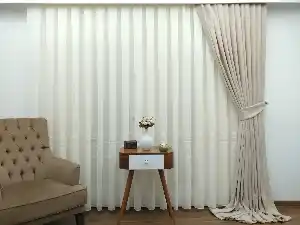 Açık Bej- Düz Fon Perde ( 150cm Dökümlü Fon )- Krem