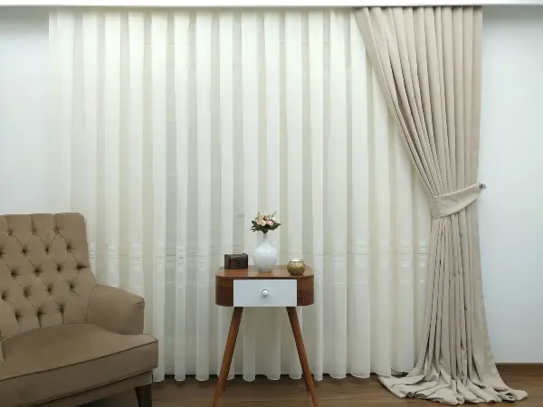 Salon Perdesi - Açık Bej- Düz Fon Perde ( 150cm Dökümlü Fon )- Krem