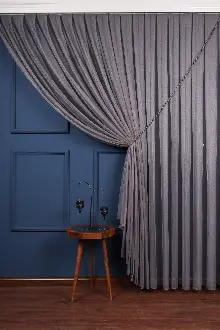 Gri Tülden Kordon Toplama Fon Perde ( Kordon Hediyeli)